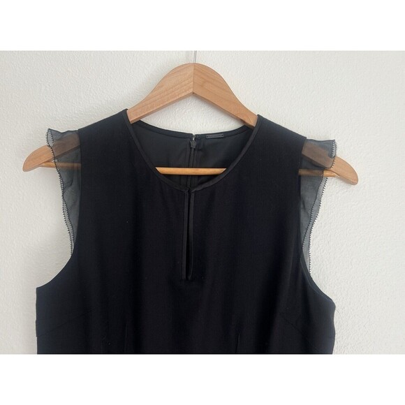 Elie Tahari Sheath Sleek Dress Wool Blend Sheer Ruffle Cap Sleeves Corpcore SZ 4 - Picture 5 of 10